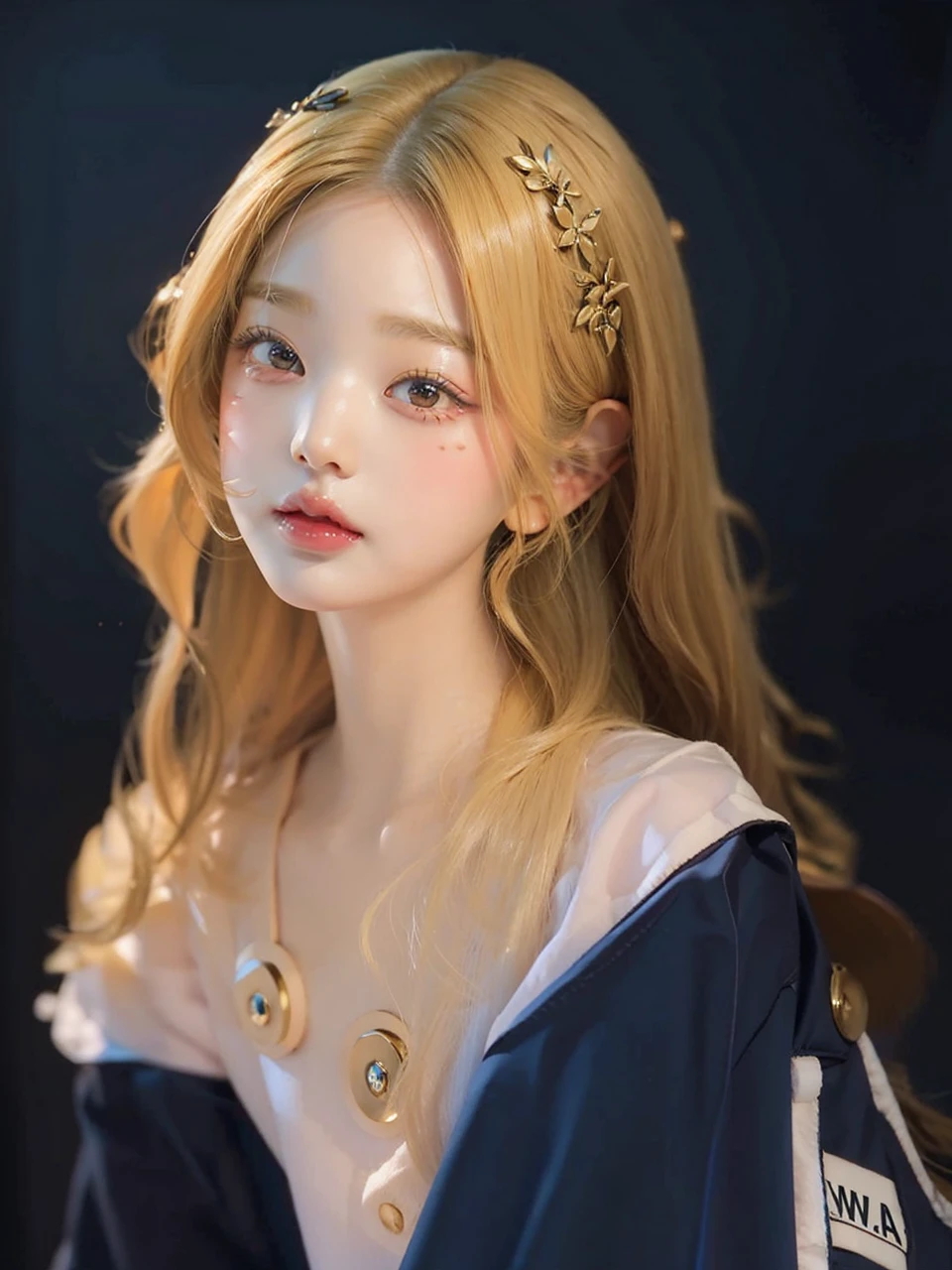 Jang Wonyoung, Wonyoung, doll, full lips, court lady, blonde, Blonde, long hair.