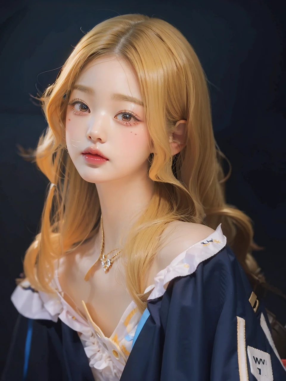 Jang Wonyoung, Wonyoung, doll, full lips, court lady, blonde, Blonde, long hair.