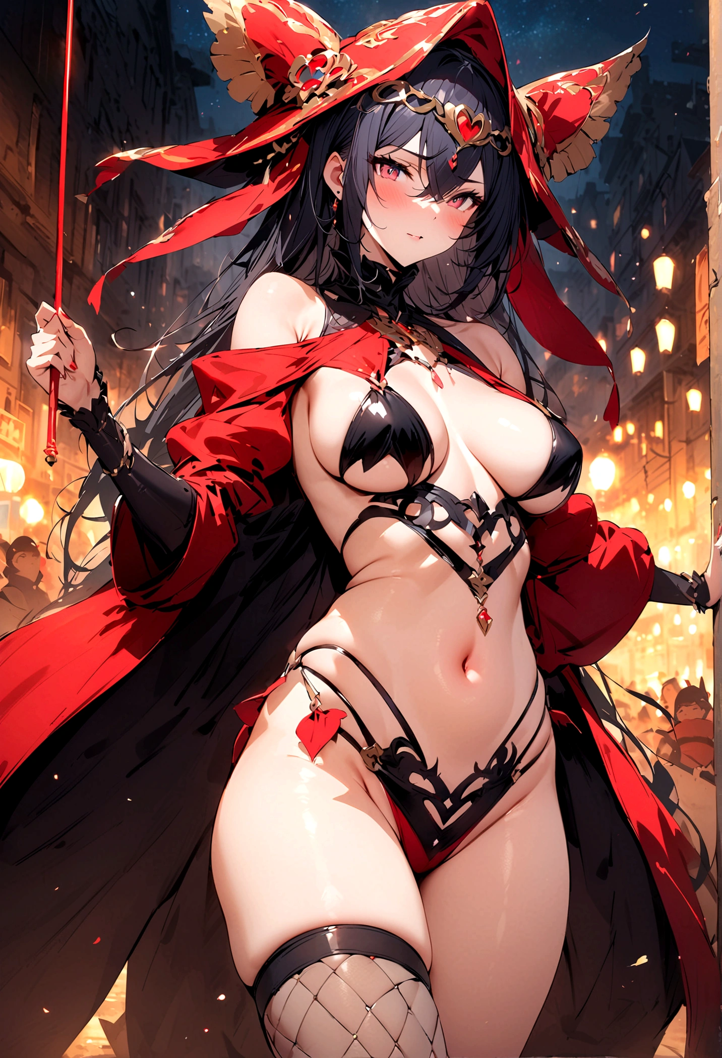 Highest quality,masterpiece,Night parade,Extreme costumes,Almost naked,Sexy female cast