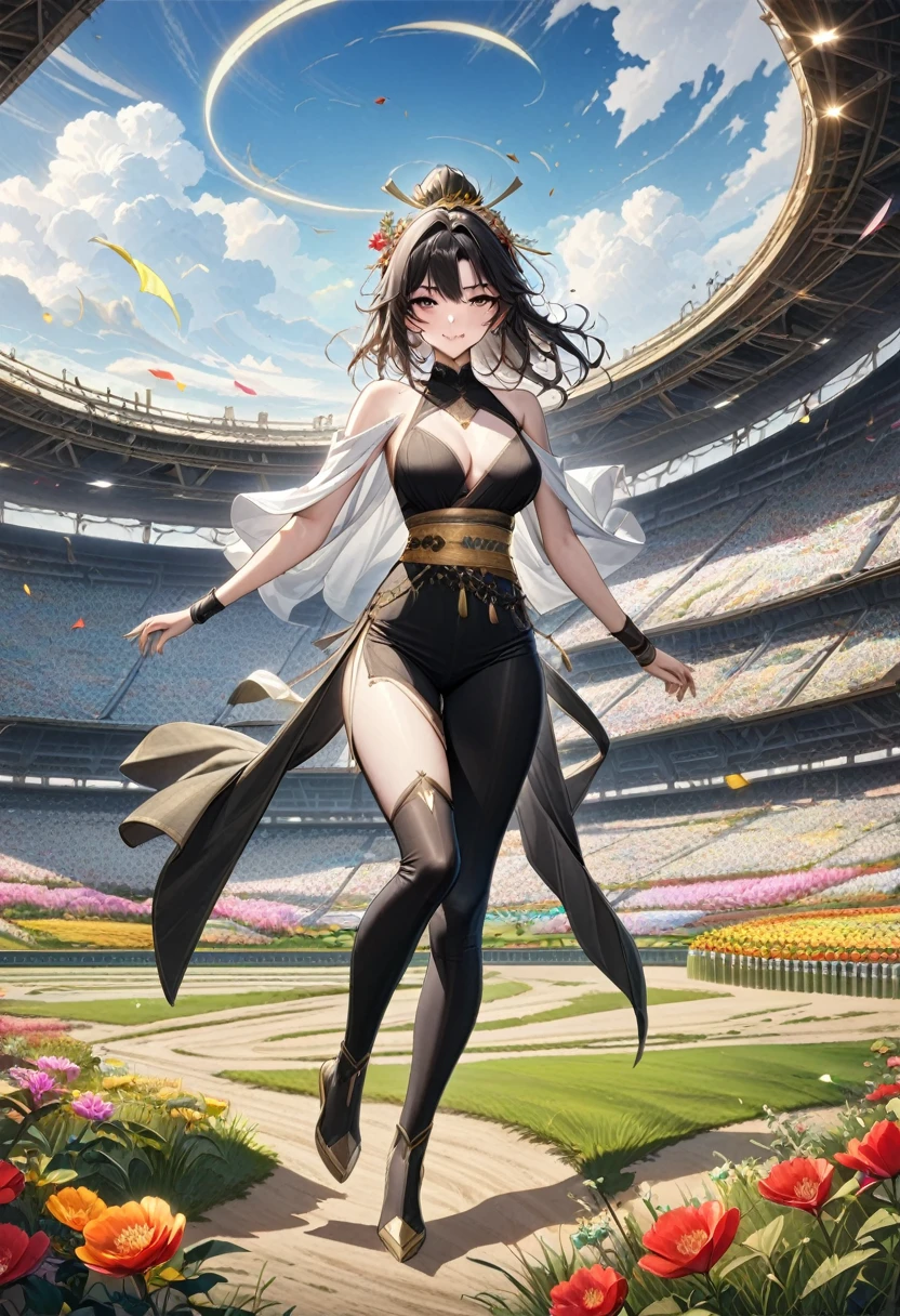1. Beautiful woman，Art体操，arena，geometry, Art, beautiful, rich and colorful, masterpiece, Top quality, best quality, official Art, beautiful and aesthetic,  and field, bloom,  Race, Asia, whole body.