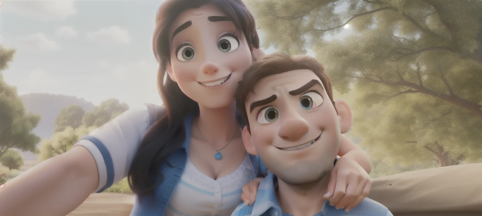A young couple in their 30s, high quality best image, disney pixar style