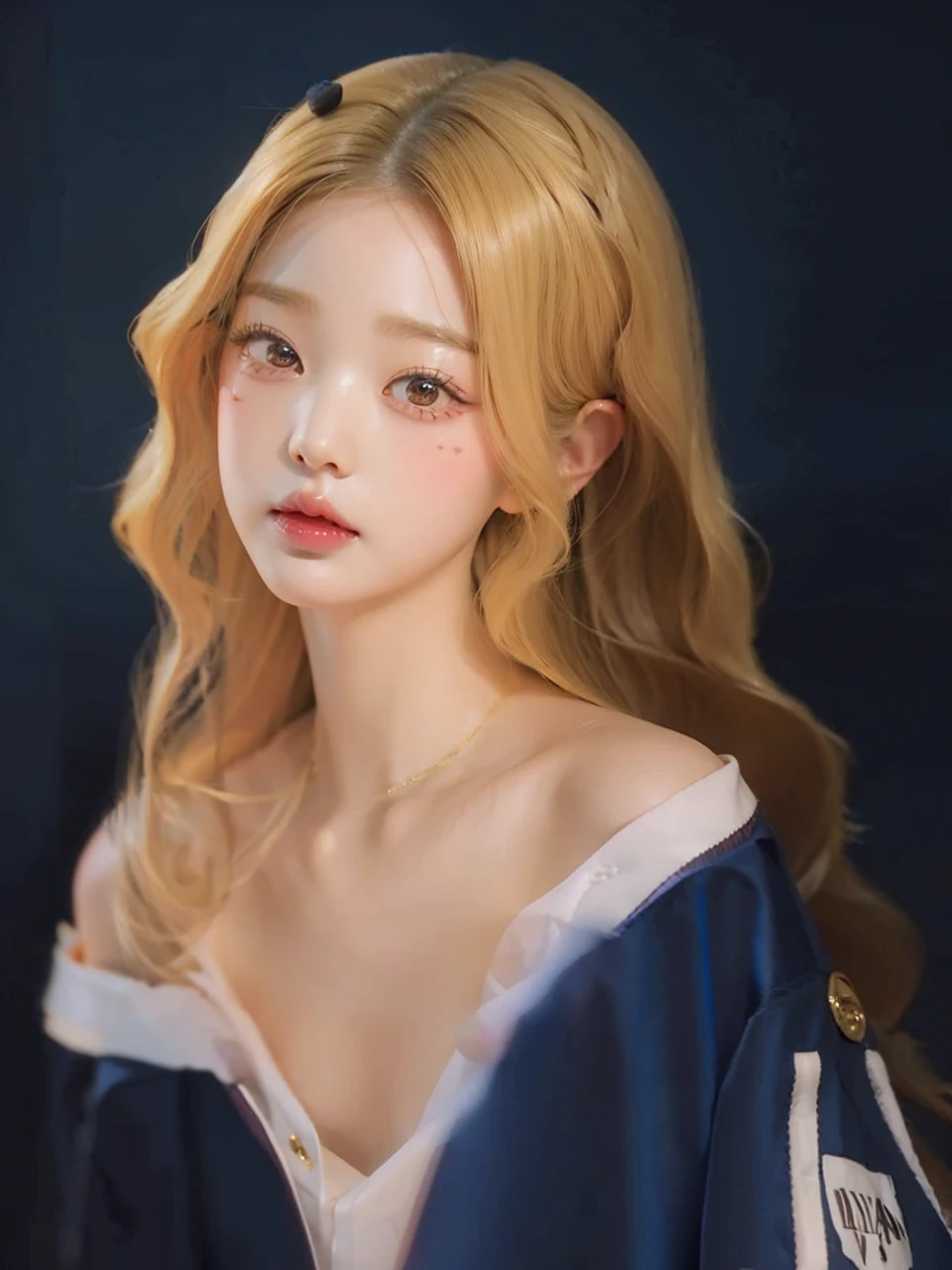 Jang Wonyoung, Wonyoung, doll, full lips, court lady, blonde, Blonde, long hair.