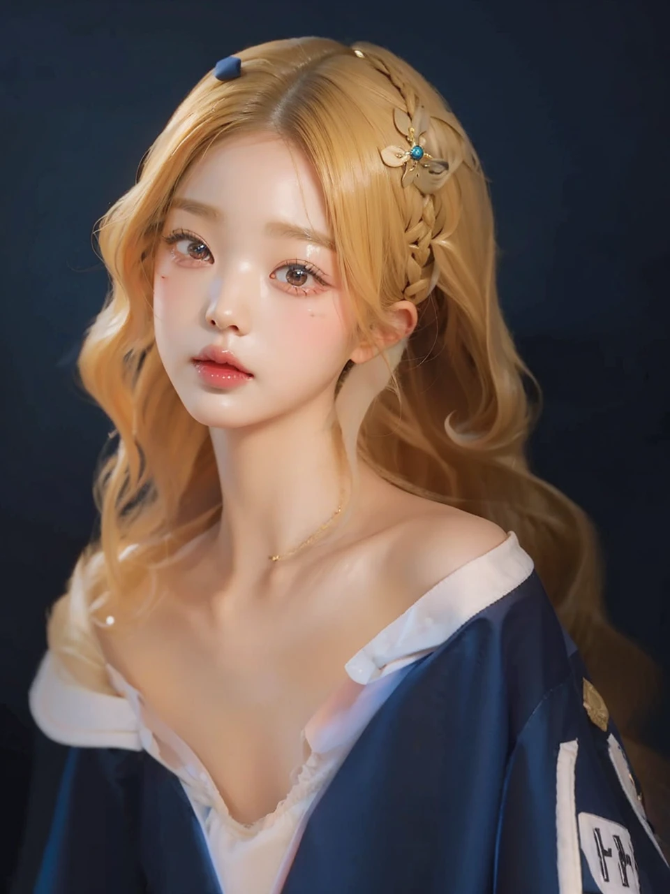 Jang Wonyoung, Wonyoung, doll, full lips, court lady, blonde, Blonde, long hair.