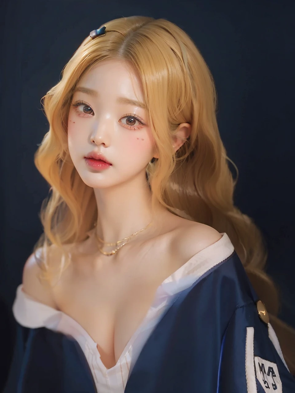 Jang Wonyoung, Wonyoung, doll, full lips, court lady, blonde, Blonde, long hair, big breasts, .