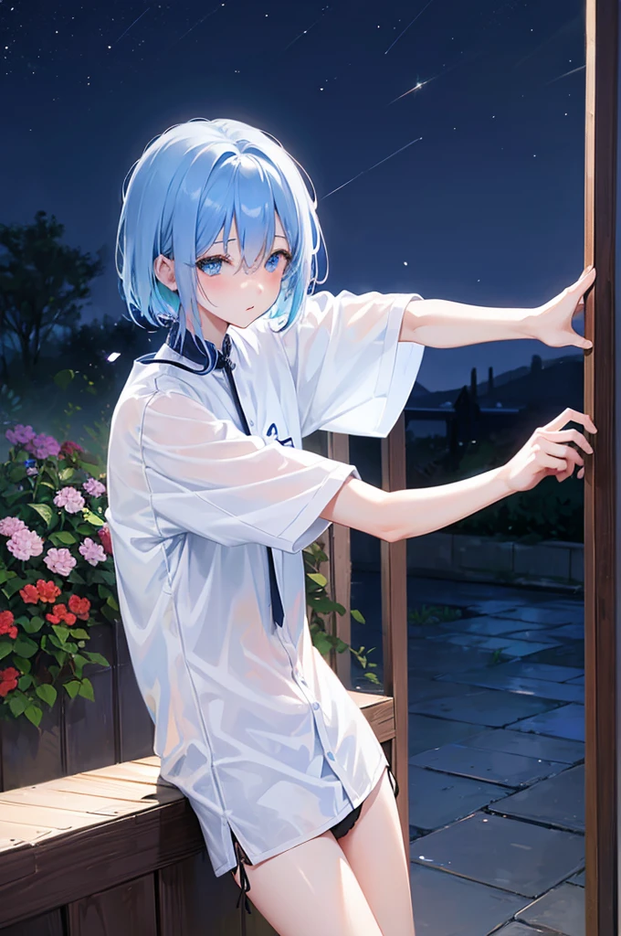 M-shaped legs、黄色のPanties、Leaning forward、 hair over one eye, blue hair, short hair,、garden、night、、Pale blue eyes、Blushing、、Random pose、Looks like she's about to cum、Glamorous expression、Blushing、Yellow underwear、Cute underwear、Undressing、、Bedroom、On the bed、M-shaped legs、Random pose,Show your pants、 hair over one eye, blue hair, short hair,、Panties、night、、Pale blue eyes、night、night、Not wearing a bra、、Blushing、lipstick、Perfect hands、Detailed hands、nightのgarden、hand bra