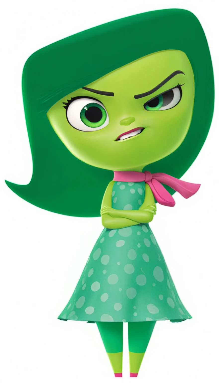 character disgust of inside out pixar, 3D Pixar style, (best quality, 4k, 8k, high resolution, artwork:1.2), Ultra-detailed, (Realistic, photorealistic, photorealistic:1.37), portraits, Des couleurs vives, studio lighting