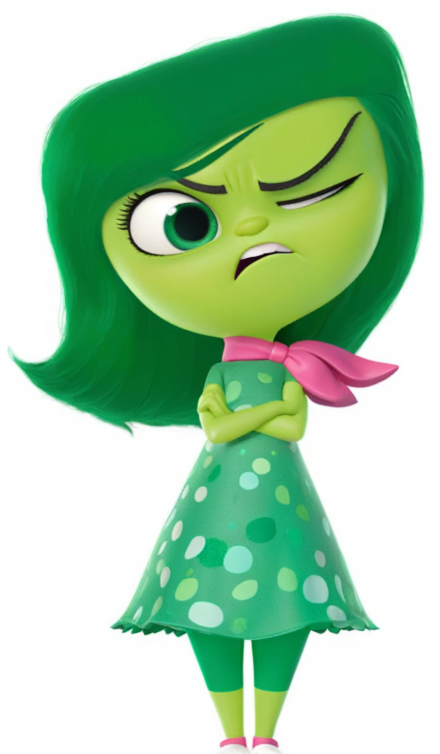 character disgust of inside out pixar, 3D Pixar style, (best quality, 4k, 8k, high resolution, artwork:1.2), Ultra-detailed, (Realistic, photorealistic, photorealistic:1.37), portraits, Des couleurs vives, studio lighting