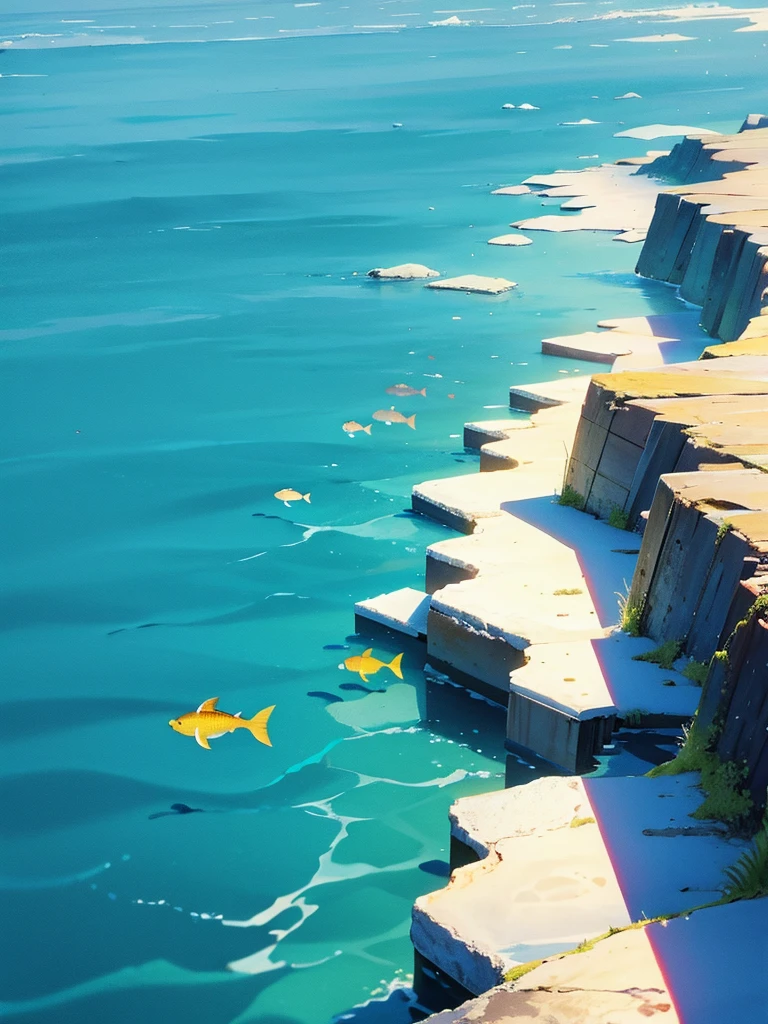 Walking on calm waters, Composition looking down from directly above, Fish Shadow