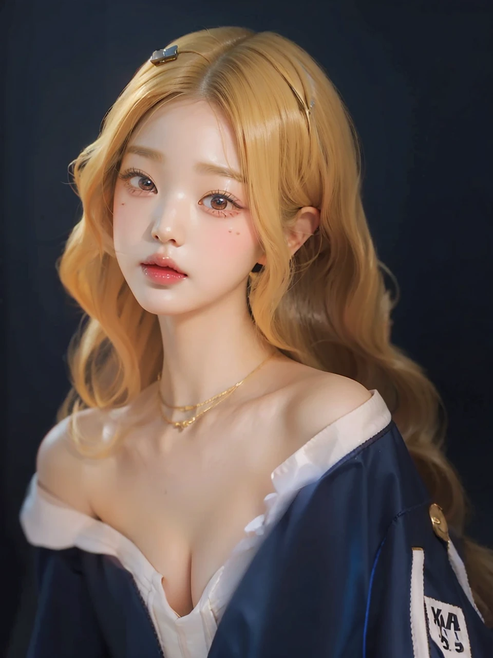 Jang Wonyoung, Wonyoung, doll, full lips, court lady, blonde, Blonde, long hair, big breasts, .
