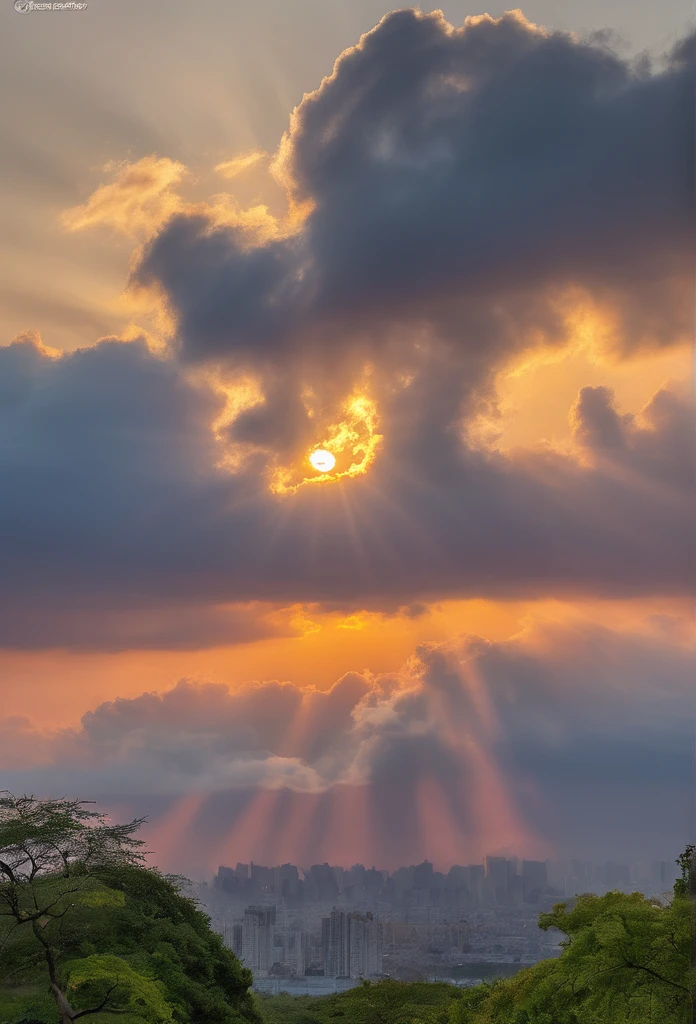 Cloud that looks like a Chinese Dragon illuminated by the rays of the setting sun