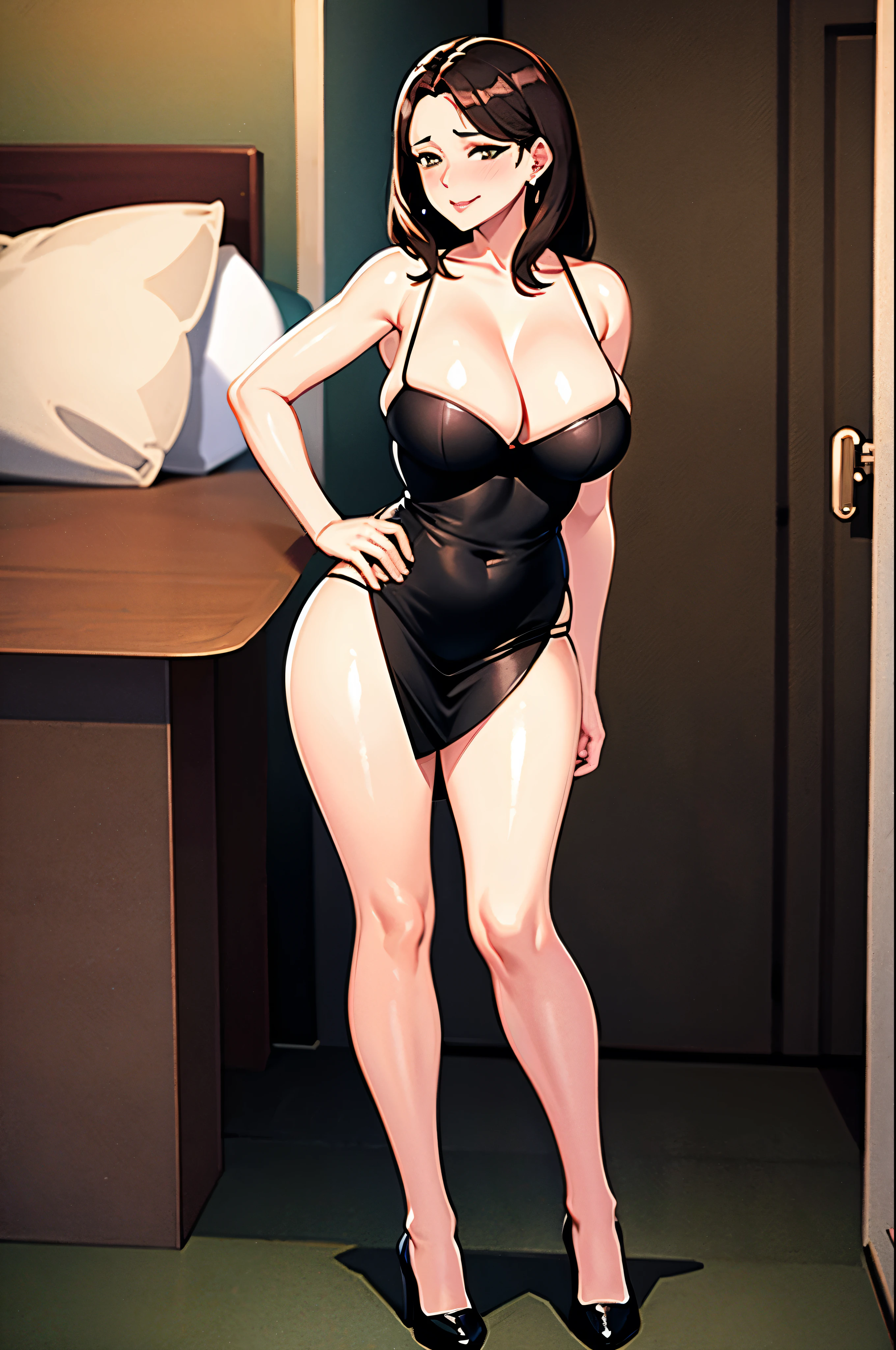 A married women, milf style, shining skin, mature married women, full body visible, lewd expression, closeup,