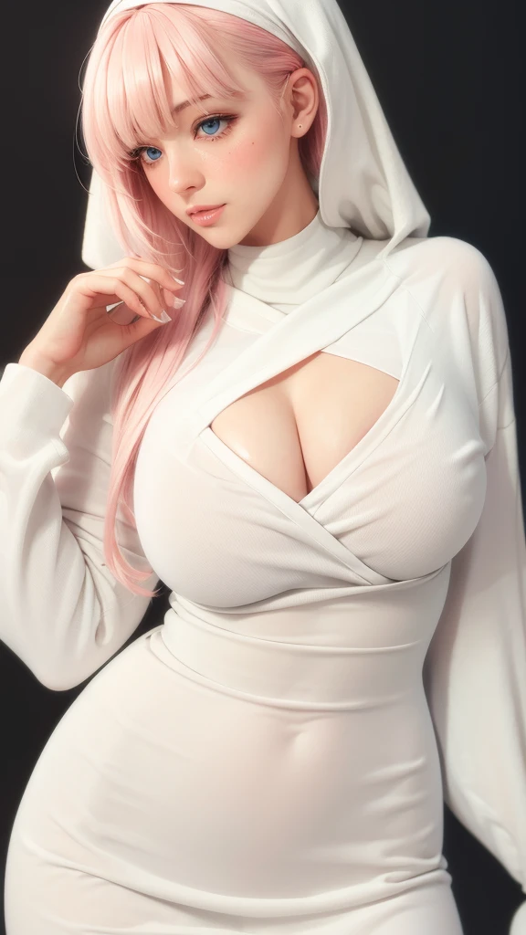 (((Perfect body,White and tender skin,(((White cardigan wool pink mom skirt,))),(((hyuugahin,hyuugahin,hinata\(boruto\),hyuugahin, "black long hair", blue eyes,blunt bangs))),((masterpiece)),high resolution, ((Best quality at best)),masterpiece,quality,Best quality,((( Exquisite facial features,Looking at the audience,There is light in the eyes,blush,Happy,lol))),))),(((Light and shadow,Huge breasts))),(((Looking at the camera,black background,))))