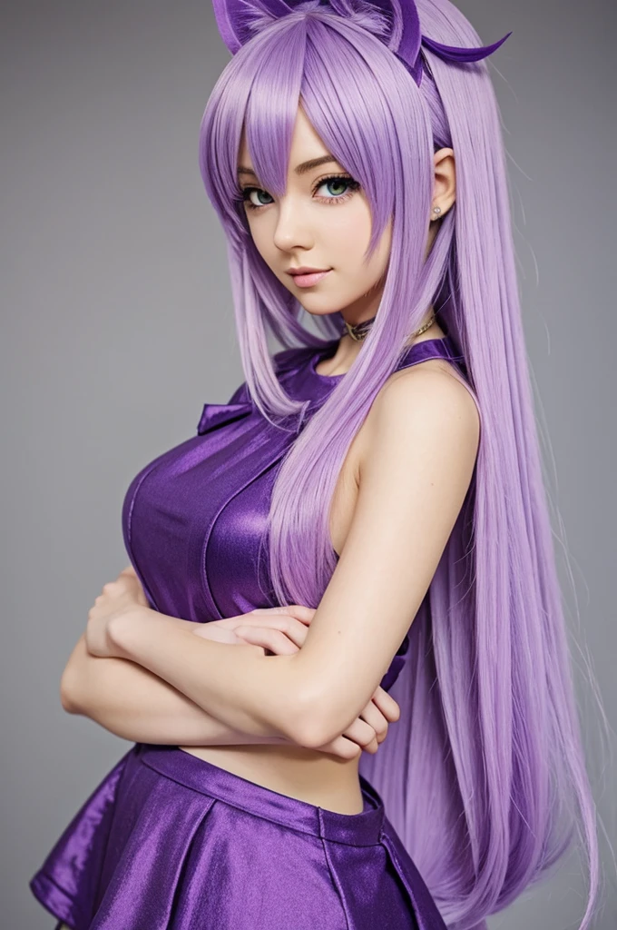 Anime character with lilac hair