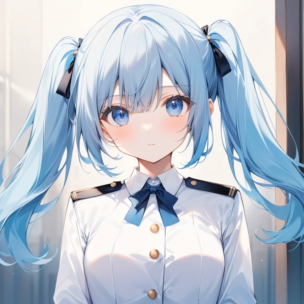 Cute Girls、Light blue hair、Twin tails just below the ears、uniform、Mature、I have nothing、1 person