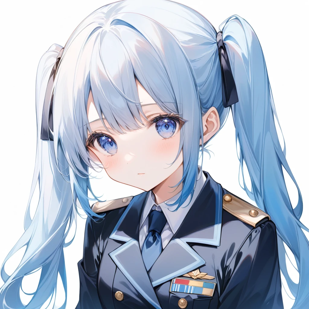 Cute Girls、Light blue hair、Twin tails just below the ears、uniform、Mature、I have nothing、1 person