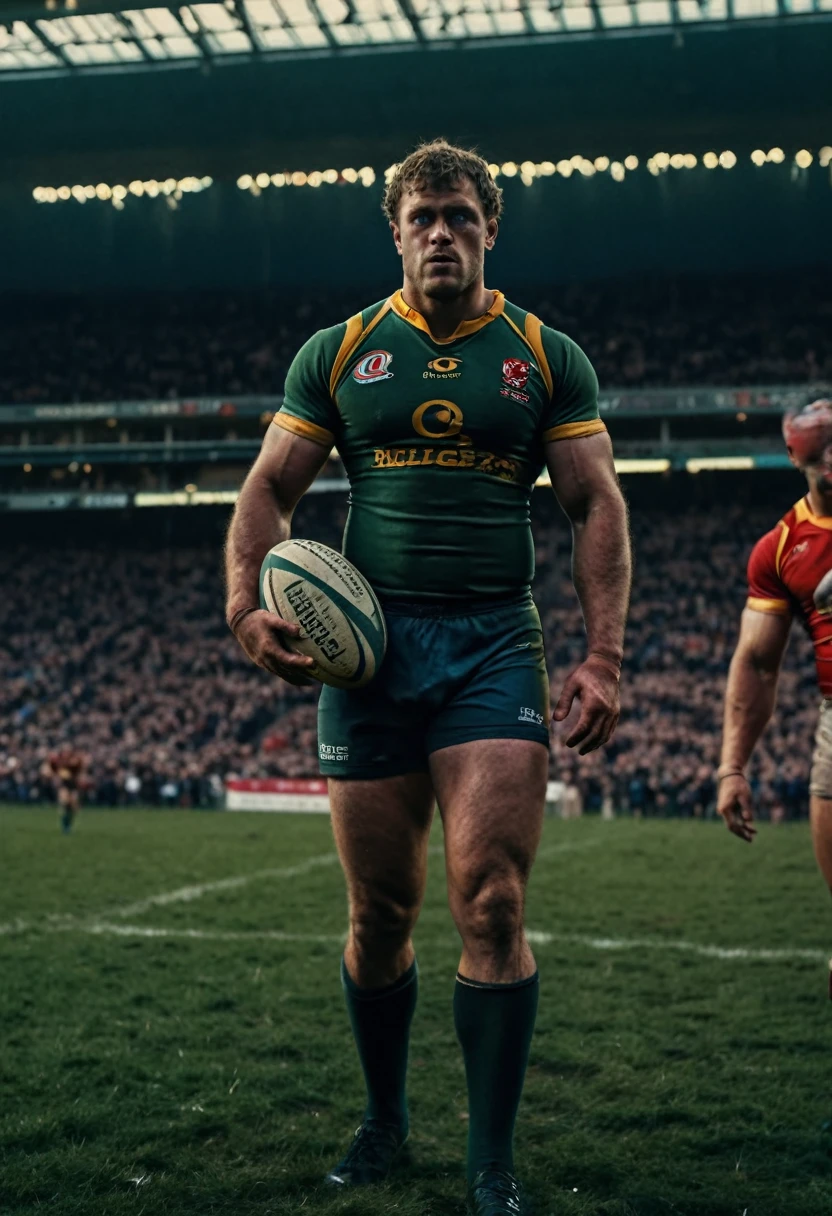Athlete dressed, rugby, full body, cinematic still, cinemascope, best quality, masterpiece, very aesthetic, perfect composition, intricate details, ultra-detailed, vivid colors