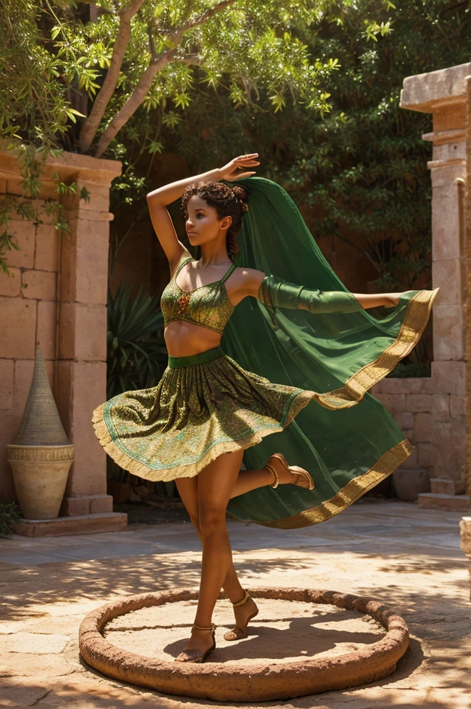 A whimsical miniature figure composed of delicately arranged autumn lives in a care free dance on the rim of a weather red mosque covered Terracotta pot set against a loss vivaran forest background sunlight figure throw the canopy above casting in cricket shadows the overall aesthetic is ethereal with warm arthritones off sienna umber, and olive green, infused with hints of emerald and golden light evoking essence of wonder and enchantment, as if fluid from a fantastical realms