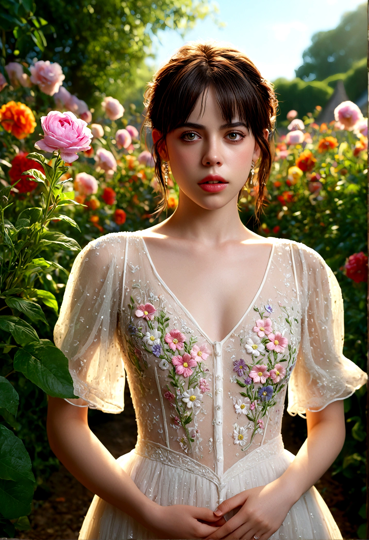 1girl, Fairuza Balk (age 18), stunning detailed eyes, sheer airy gown with flower embroidery open down the front, nude underneath, walking through a well tended flower garden, midday, full body shot, 1990s, (best quality,4k,8k,highres,masterpiece:1.2),ultra-detailed,(realistic,photorealistic,photo-realistic:1.37),HDR,UHR,studio lighting, ultra-fine painting,sharp focus,physically-based rendering,extreme detail description,professional,vivid colors,bokeh,portrait
