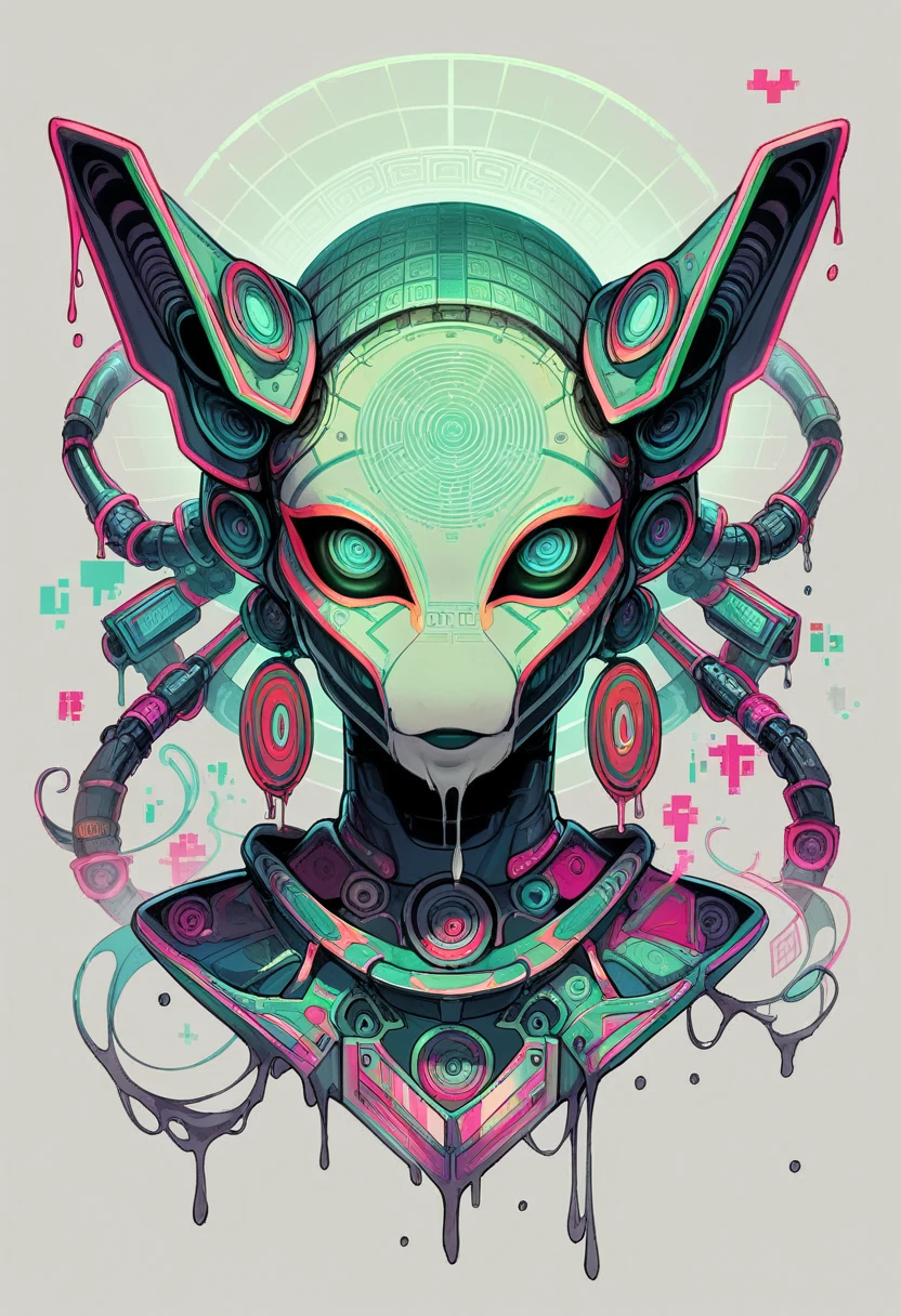 photo of the front of the metallic face melting and dripping dark images psychedelic images of geometric beings, intergalactic, magic, technology, Aztec Mayans, optical illusion geometry, mystical beings. cover for psytrance album lsd,dmt,machine elfos