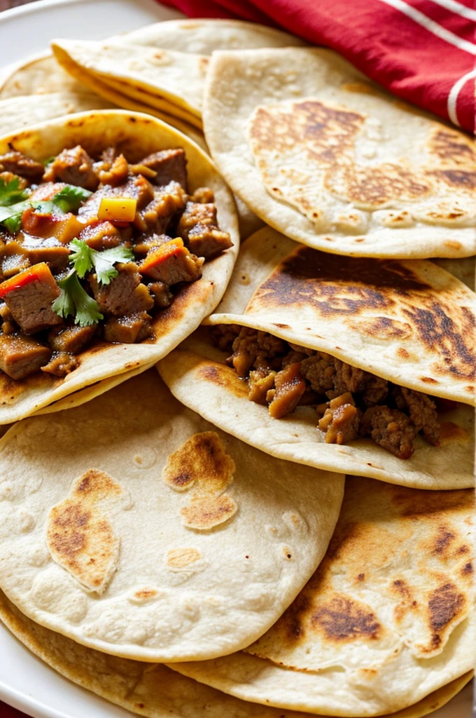 Plates of toast chuchitos tortillas with meat 