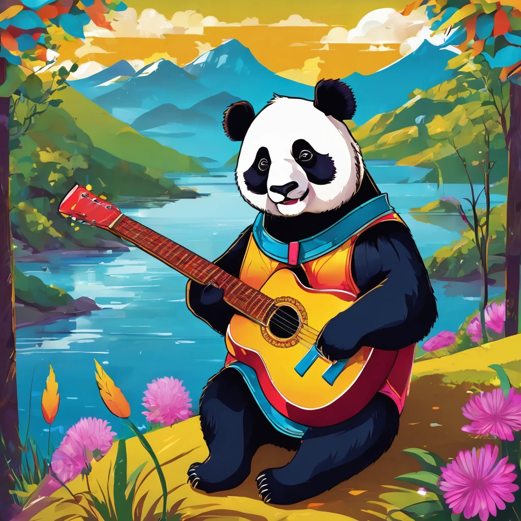 a panda, tocando Guitar à beira de um lake, style cartoon, swirly vibrant colors, fundo featuring paisagens montanhosas. (panda:2), (Guitar:1.5), (lake:1), (mountainscape:0.5). [[2]](https://POE.featuring/citation?message_id=213257525888&citation=2)  Você pode usar termos featuringo "hight contrast", "bright coloured" ou "soft lighting" to provide additional information about the desired style or appearance of the image. [[5]](https://POE.featuring/citation?message_id=213257525888&citation=5)