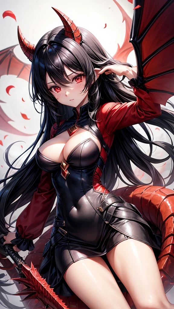Book cover of a Black haired anime girl with red dragon like eyes
