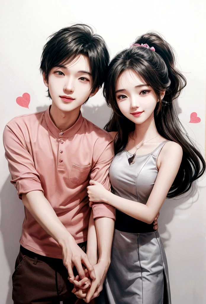 /I hand drawing cartoon style 2d stick figure of a loving couple [ACTION], hearts, very detailed, high quality
