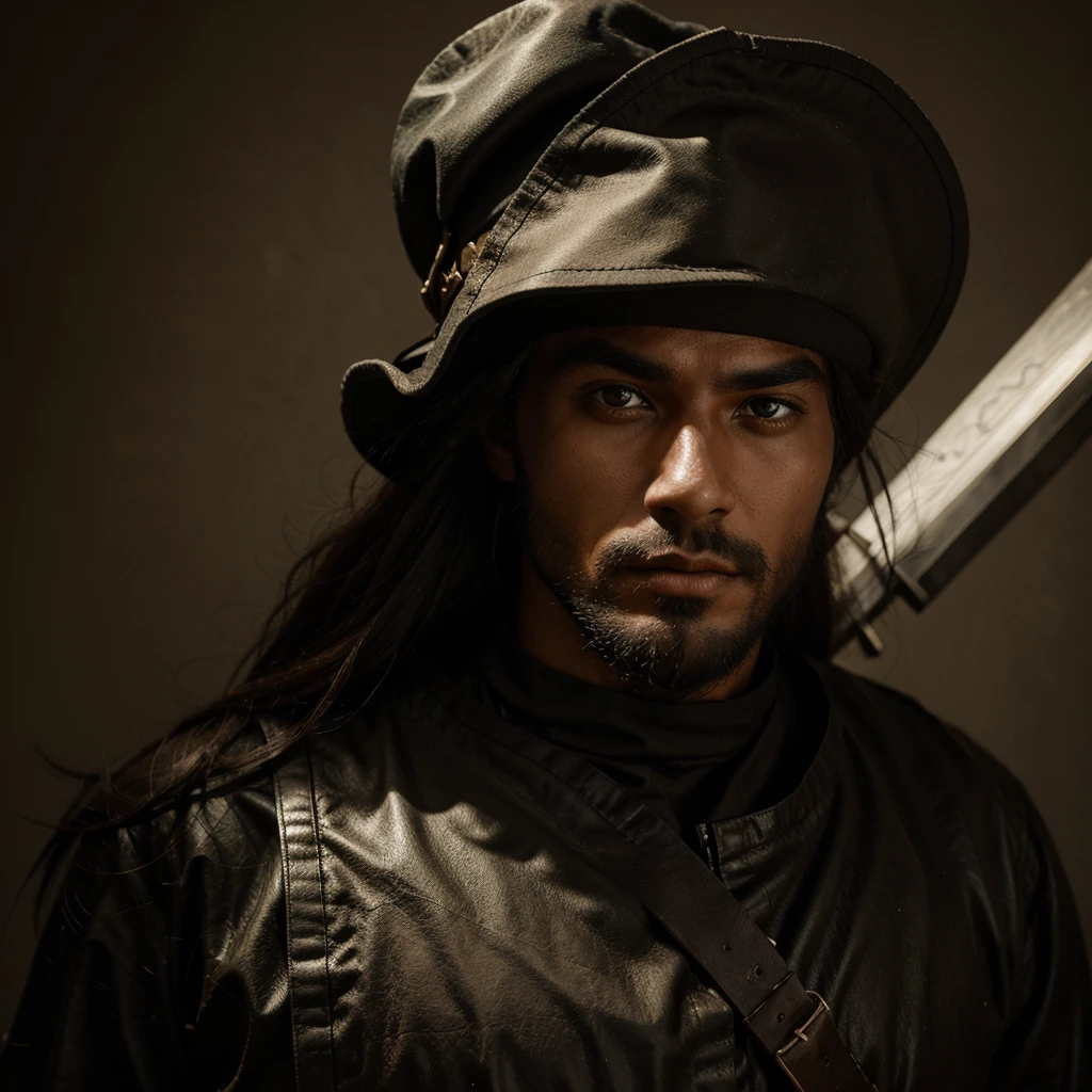 Mysterious murim warrior man, wearing a hat
