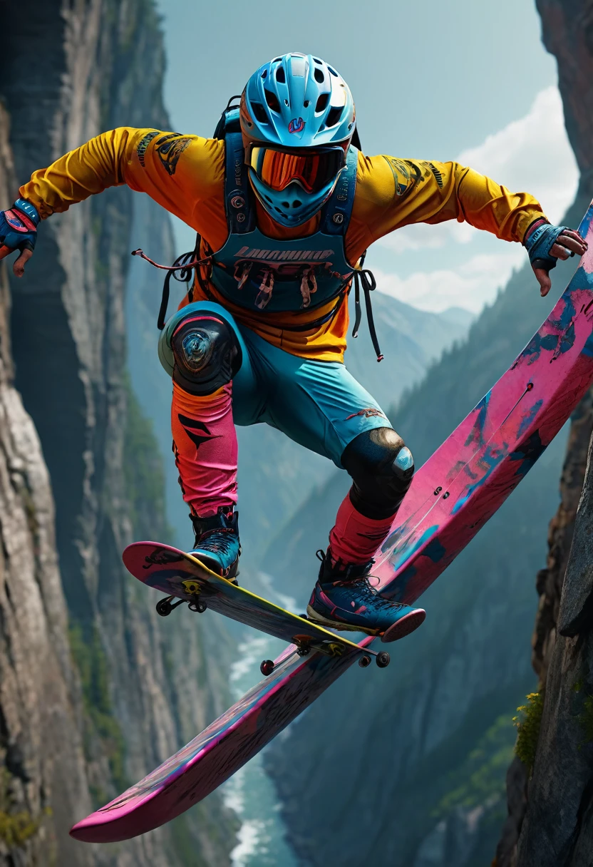 Athlete, extreme sports, by Jordan Grimmer, full body, cinematic still, cinemascope, best quality, masterpiece, very aesthetic, perfect composition, intricate details, ultra-detailed, vivid colors