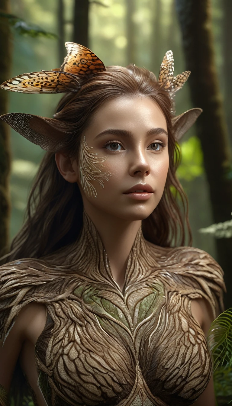 There is a creature in the forest,Human-like appearance,Brown hair all over the body,Ultra-detailed(best quality,4K,8K,High level,masterpiece:1.2),Ultra Detailed,(lifelike,Photo real,Photo real:1.37),Highly detailed animals,Complex patterns,Realistic lighting,Fantasy Creatures