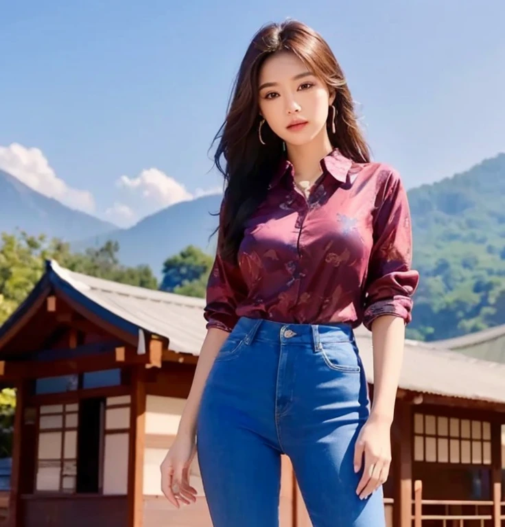 8k images, Shot with a high quality Fuji 45 camera., Pixels, best quality, Masterpiece:1.2), (realistic, photo-realistic:
1 woman,cute,Close-up of Araffe woman, ผู้หญิงlong hairชาวเอเชียตะวันออกเฉียงใต้ที่มีใบหน้ากลม, Large bust measures 38 inches., Warm light, morning sun, long hair,black eyes,abdominal muscles, The body is beautiful and strong., thick hips, rounded chest, (digital painting, HDR, high contrast), 3d, 8K, 45,000,000 pixcls, Open the aperture wide., professional lighting, Sony A7R4, 50 mm sitting lens. 2 long hairชาวเอเชียตะวันออกเฉียงใต้ที่มีใบหน้ากลม, Large bust measures 38 inches., Warm light, long hair,black eyes,abdominal muscles, The body is beautiful and strong., thick hips, rounded chest, (digital painting, HDR, high contrast), 3d, 8K, 45,000,000 pixcls,,