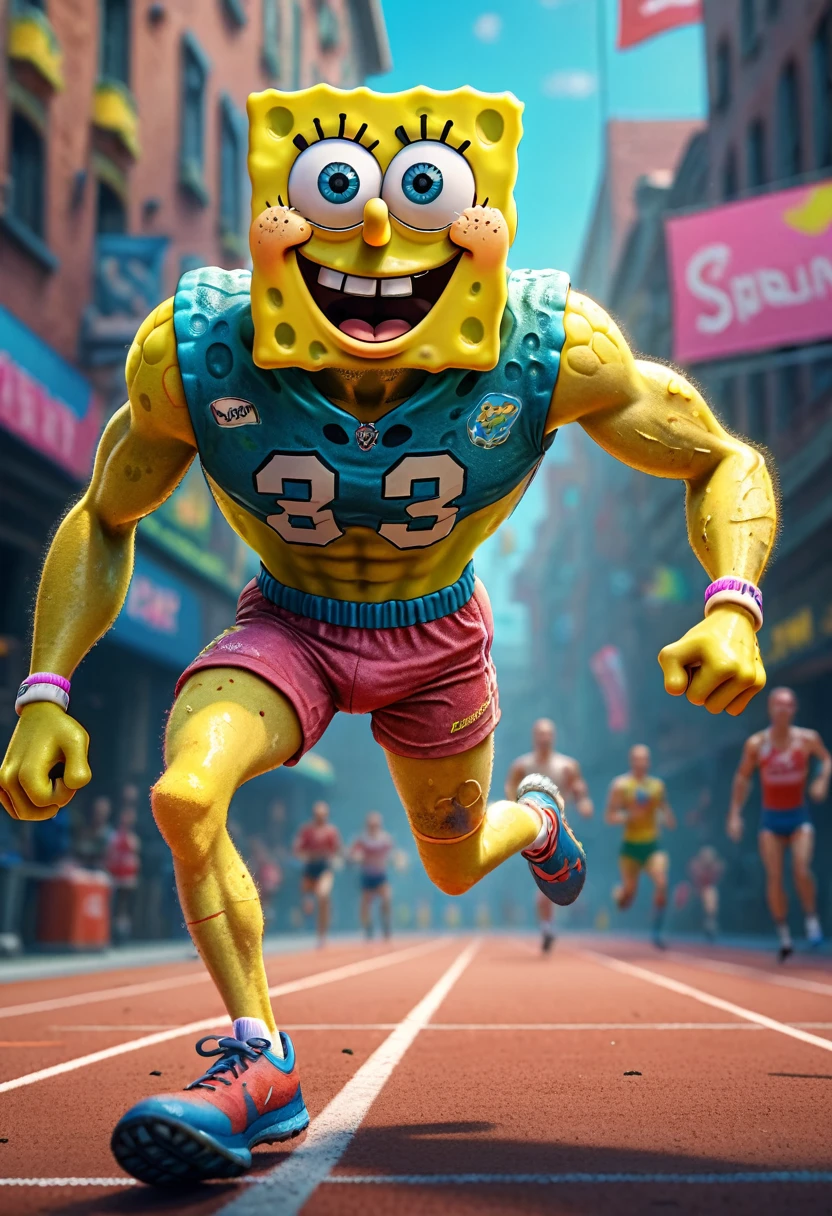 football Athlete, by dan mumford, full body, cinematic still, cinemascope, best quality, masterpiece, very aesthetic, perfect composition, intricate details, ultra-detailed, vivid colors