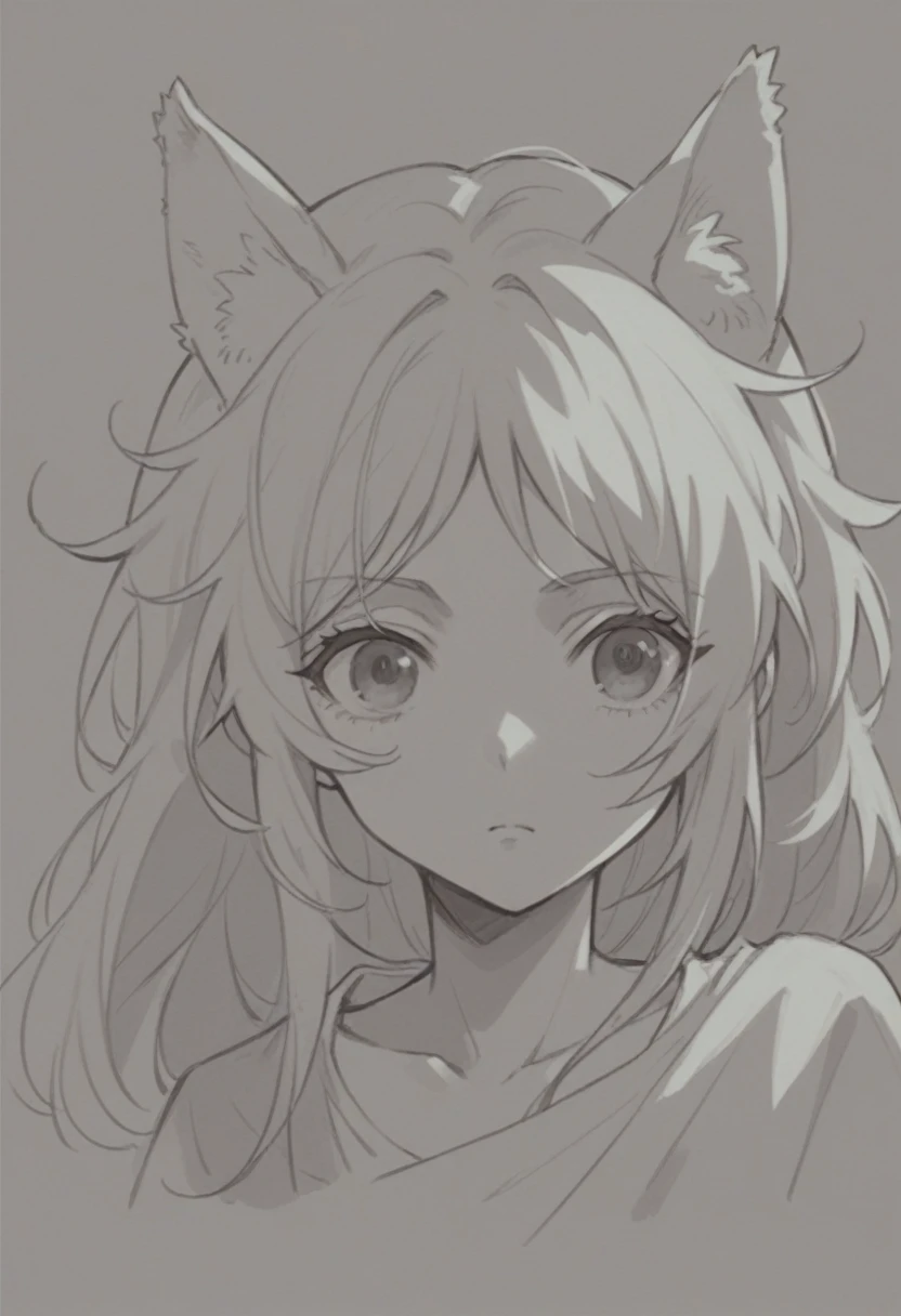 drawing of a girl with long hair and cat ears, anime sketch, anime shading), anime shading, semi-realistic anime style, in anime style, anime portrait, no shading, an anime drawing, portrait of an anime girl, face anime portrait, flat anime style shading, anime face, perfect anime face, she has a distant expression, anime style portrait
