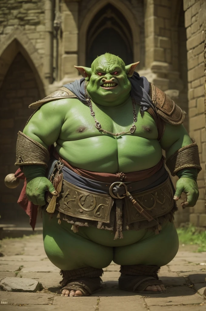 Um GOBLIN, greenskin, medieval clothing, plumpness