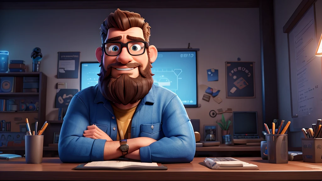 max , a macho big geek , with a hipo beard sitting at a table with a laptop and a microphone, unsplash, realism, , in a streamer studio room, neon ambiance , looking to camera, a photo of a man, portrait shot 8 k, photo portrait, looking towards the camera , ultra detail, high resolution, ultra detailed, best quality, amazing, top quality, extremely detailed CG unity 8k wallpaper, cinematic lighting.