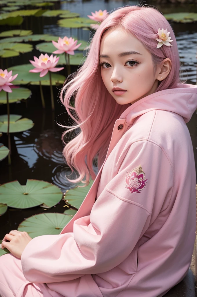 Japanese coat of arms of a pink lotus