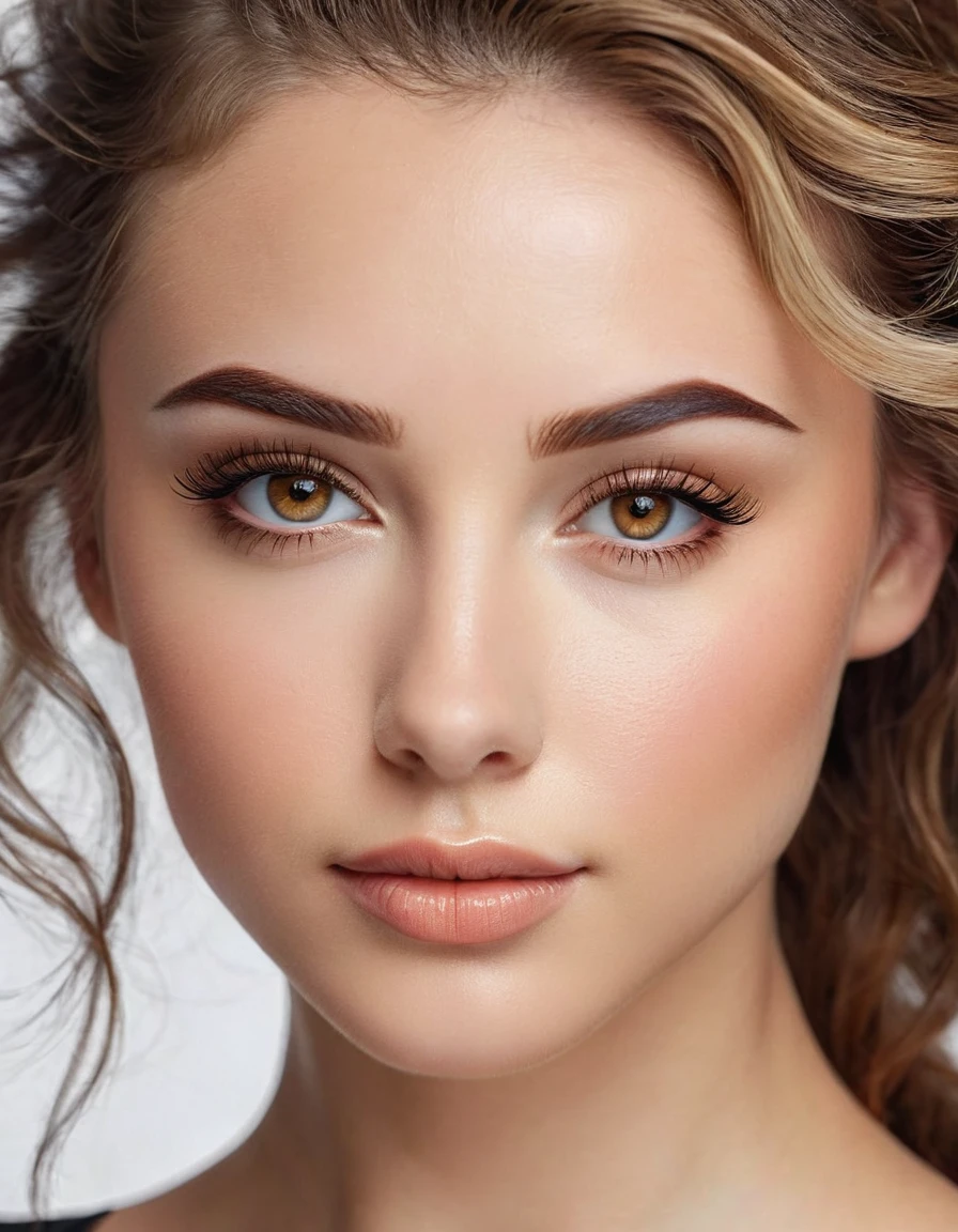 Ultra high res.photorealistic:.1.4,UHD,
Medium close up view (mcu)
Create a portrait of a beautiful and attractive 22-year-old woman. She is wearing a sport yoga suit that highlights her natural beauty. She has sexy, well-defined brows and a captivating sight, with large, lush eyelashes framing her brilliant brown-golden eyes. Her medium-thick lips add to her allure. Her face is perfectly symmetrical and proportionate, exuding an ethereal quality. She has brown, slightly curly hair with subtle blonde highlights that catch the light beautifully. The overall composition should emphasize her natural elegance and charm, with a soft, flattering background that complements her features