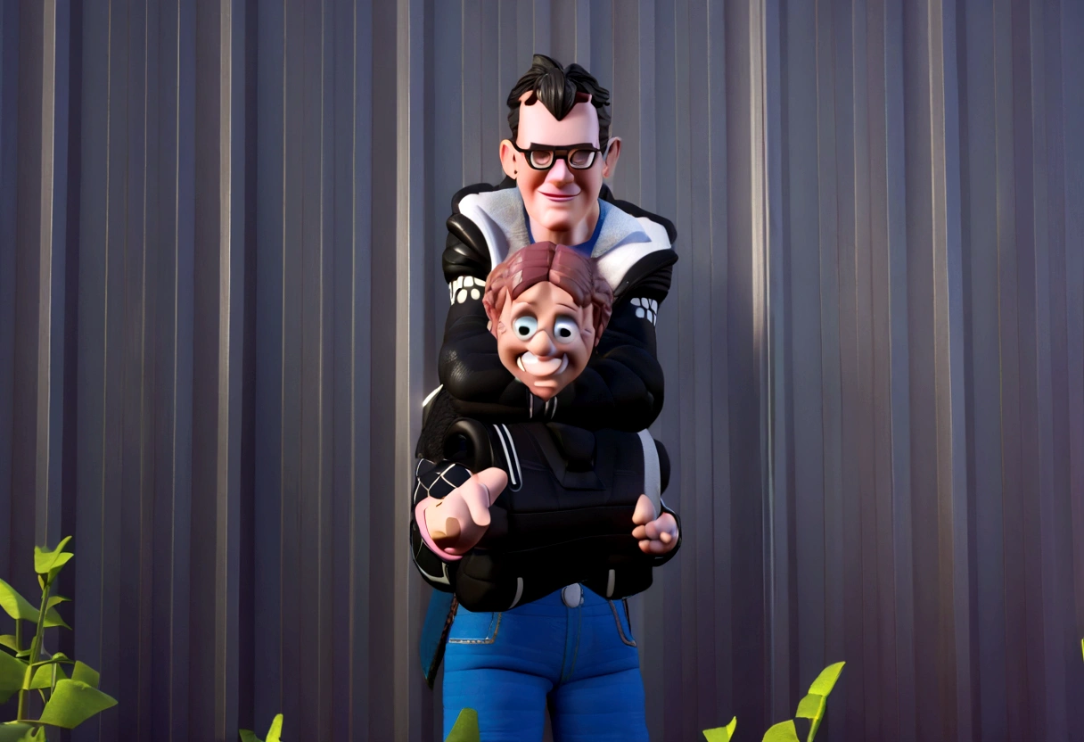 Cartoon character of a man in black glasses and blue shirt, an animated character, stylized character, animation style rendering, 3d stylized, Arnold Maya rendering, Stylized 3D rendering, toon render screenshot, 3d character, 3d character, Stylized 3D rendering, 3D character rendering, cartoon character, Personagem de close up, character posing, (Pixar-style) (master part:1.2) (bokeh) (best qualityer) (skin detailed) (detailed texture) (8K) (Argilla) (cinematic lighting) (sharp focus，Sit down and lift your upper body