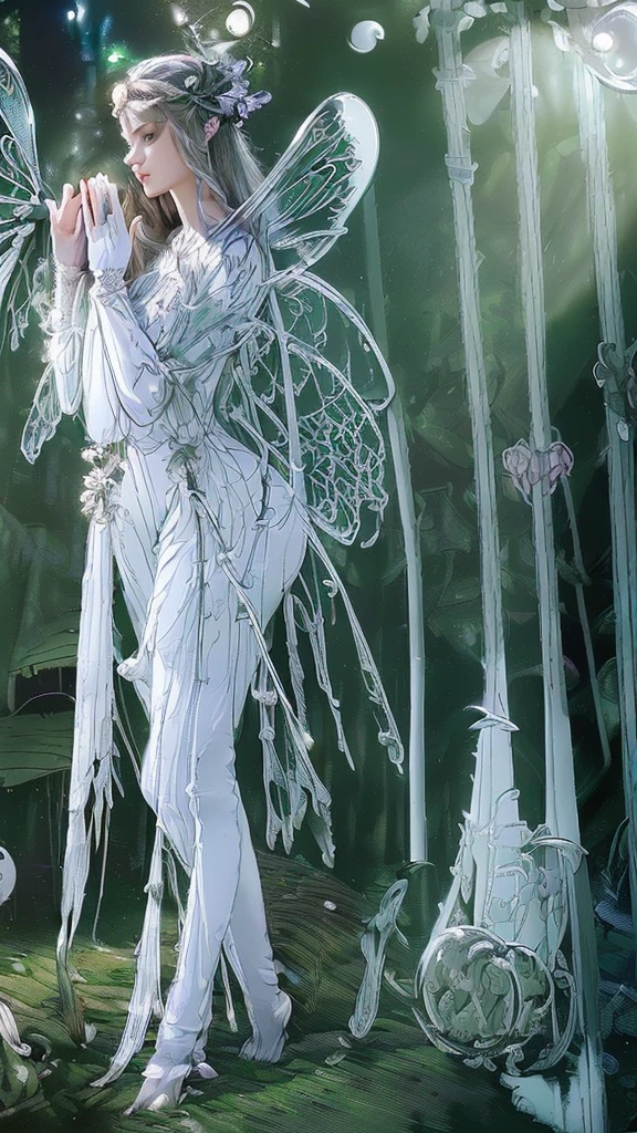 ((highest quality)),(ultra high resolution),(Super detailed),(detailed description),((best CG)),(best work of art),super precision art,great drawing art,(Fantasy art with precise details:1.5), (one female fairy:1.5),,Beautiful face 1.5,natural makeup:1.6,((transparent wings:1.6)),((offer a prayer:1.6), (((moonlit night in the forest:1.6))),((clear spring:1.6))