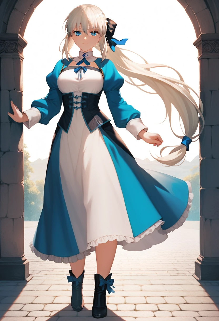 best quality, masterpiece, anime girl , young girl, 24 years old, thick legs , 1girl, tall girl, bangs,long hair, cute face, perfect shot, perfect anatomy, medieval, white background, full body, solo girl, 4k, high resolution , detailed face, detailed eyes, morgan le fay, fate grand order, standing