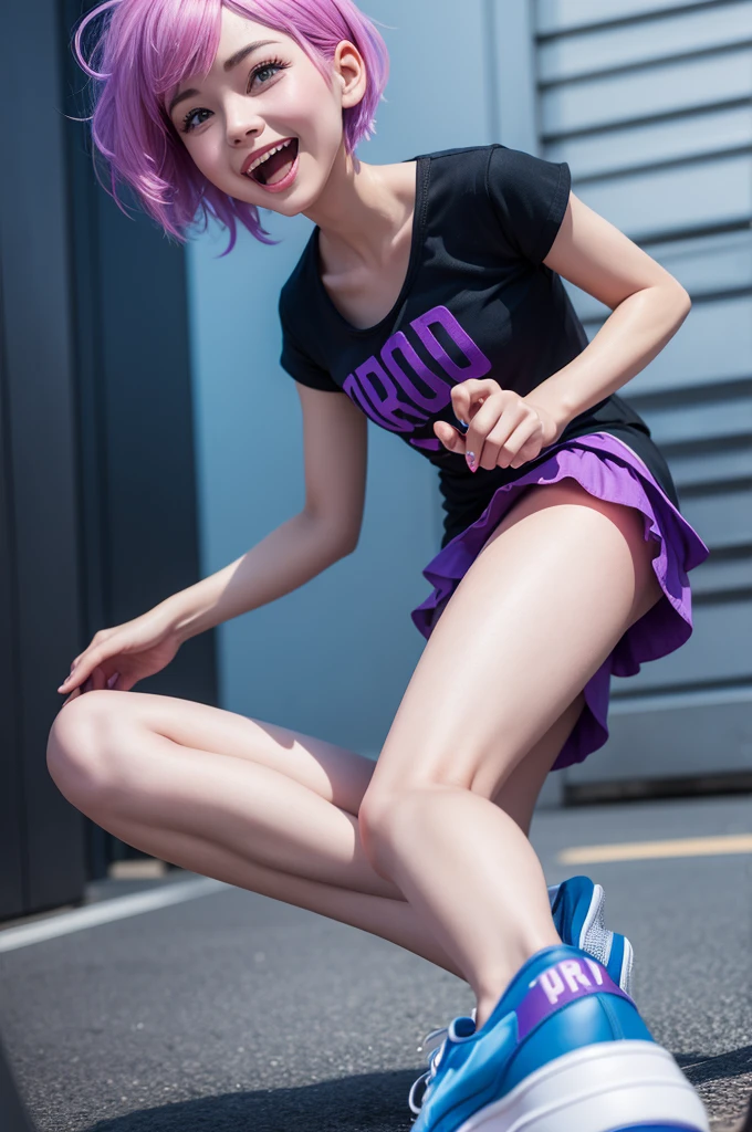 Pink hair black cheongsam girl jumping,Motion capture,White angel wings