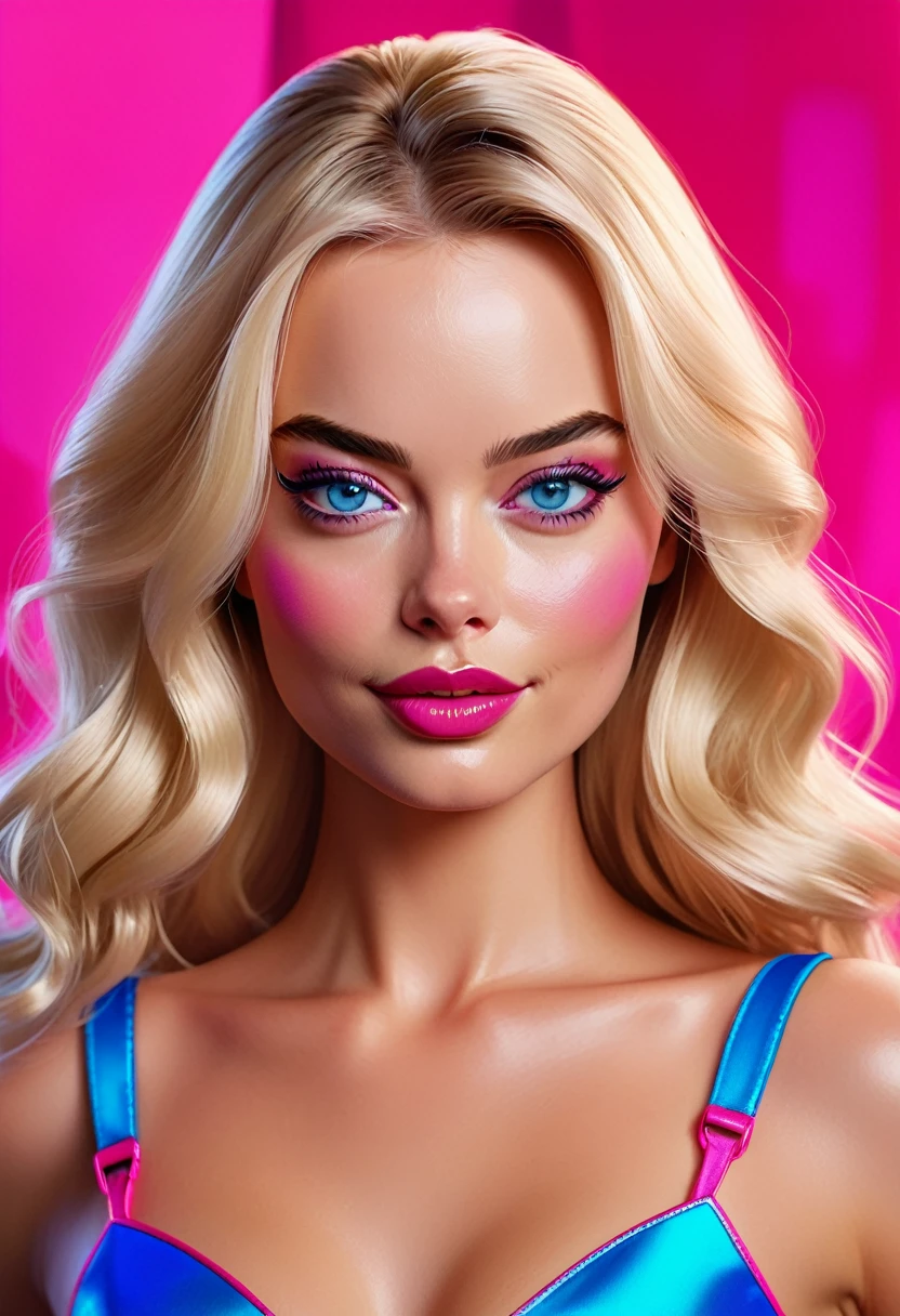 (Masterpiece artwork, 8K, uhd, high resolution: 1.4), vibrant portrait of Margot Robbie as Barbie in Spider-Verse art style, (stylized and detailed strokes: 1.3), (shiny, wavy blonde hair: 1.2), (big, expressive blue eyes: 1.2), (Barbie&#39;s iconic outfit with modern, colorful touches: 1.3), (confident and dynamic pose: 1.3), (comic animation elements with hand-drawn textures and shadows: 1.2), (background with stylized and colorful urban scenes: 1.1), (Cheerful and energetic atmosphere: 1.3), Intricate, vibrant details, (fantasy and modern elements: 1.2), (dynamic and captivating perspective: 1.3)