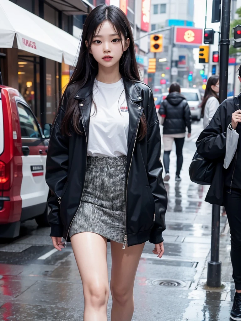 masterpiece, raw photo, film photo, 90s flash photo, 1girl, empty road, beautiful 1girl, sin front of camera, best quality, Renhang,