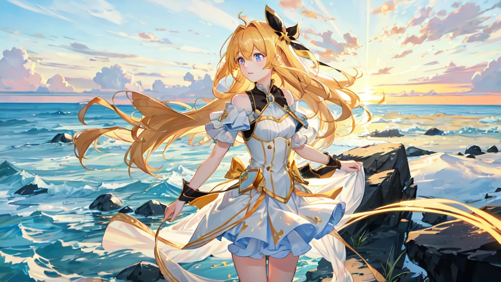 Standing at the edge of despair,Golden dazzling light、Sunlight refl