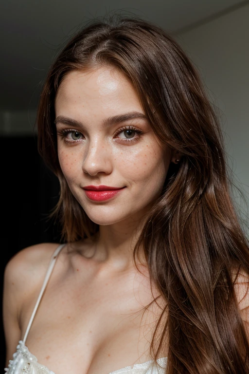 Masterpiece, high quality, full detailed, !(beautiful girl smiling), !(She has long, 16k, HDR, RTX, photorealistic, 1 beautiful redhead woman with small freckles on her cheeks, cute, lips, red lipstick, long hair, looking at viewer, makeup, nose, realistic, (completely body), redhead woman with freckles, raw photo,studio_shot,uhd, dslr, soft lighting, high quality, film grain, cute, lips, long hair, looking at viewer, makeup, nose, realistic, (complete body), raw photo, studio_shot, soft lighting, high quality, film grain. 20 Jahre alt, sexy,charming woman with a touch of elegance,Feminino,Saboroso,sedutor,atitude poderosa,Cabelos longos lustrosos,belos olhos detalhados,sorriso sedutor,Roupa elegante,pose sofisticada,postura graciosa,fundo elegante,soft lighting,high-resolution,master part:1.2,vivid colors,fotografia de retrato"