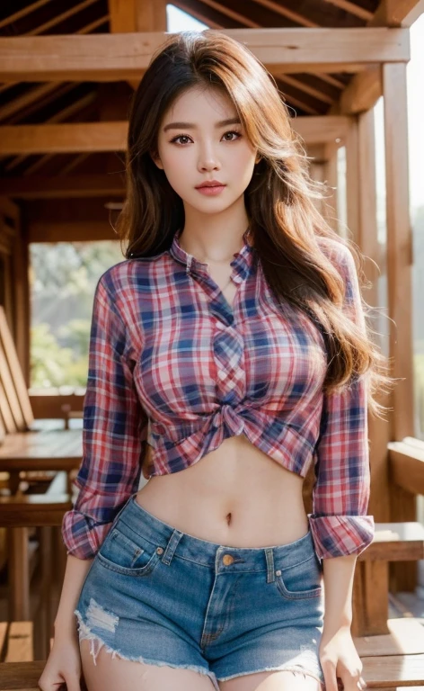 8k images, Shot with a high quality Fuji 45 camera., Pixels, best quality, Masterpiece:1.2), (realistic, photo-realistic:
1 woman,cute, ผู้หญิงlong hairชาวเอเชียตะวันออกเฉียงใต้ที่มีใบหน้ากลม, Open the aperture wide., professional lighting, Sony A7R4, 50 mm sitting lens. 2 long hairชาวเอเชียตะวันออกเฉียงใต้ที่มีใบหน้ากลม, Chest circumference measures 36 inches., Warm light, long hair,black eyes,abdominal muscles, The body is beautiful and strong., thick hips, rounded chest, (digital painting, HDR, high contrast), 3d, 8K, 45,000,000 pixcls,,