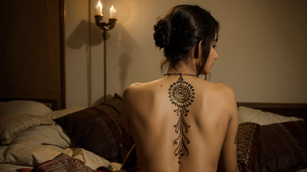 Beautiful indian Mehndi Design on cute girl back side
