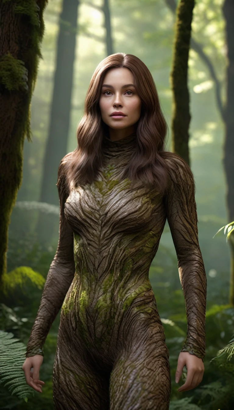 There is a creature in the forest,Human-like appearance,Brown hair all over the body,Ultra-detailed(best quality,4K,8K,High level,masterpiece:1.2),Ultra Detailed,(lifelike,Photo real,Photo real:1.37),Highly detailed animals,Complex patterns,Realistic lighting,Fantasy Creatures