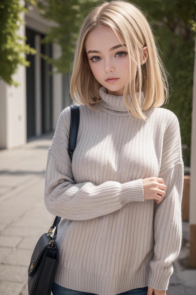 (masterpiece, Best image quality, high quality, High resolution, Realistic:1.2), (Bright lighting, Professional Lighting), (Portraiture, One Woman, A beautiful woman), (Realistic Skin, Fine skin, Beautiful Skin), (blonde hair, short hair, middle part:1.3), (Eyelash extensions, Sharply draw eyelashes), (hidden creased eyelids:1.3), (Fine grain, Long, narrow eyes, Iris, Your eyes are sparkling, How to draw eyes carefully), ((Looking down:1.2), Watching the audience, Sharp Eyes, hot gaze), (Embarrassing, A little red cheeks, smiling:1.2), (Lean upper body, Toned body like an athlete:1.2), (A thin sweater in the color of Japanese spring, Clothes are tight fitting:1.3)