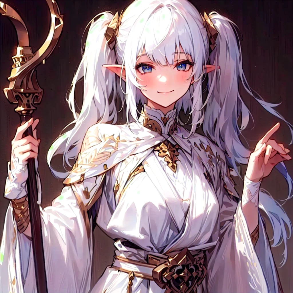 short white hair, blushing, embarrassment